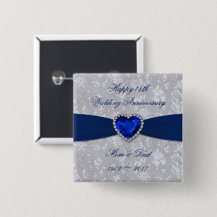 Bold Damask 45th Wedding Anniversary Button