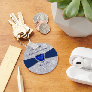 Bold Damask 45th Wedding Anniversary Key Chain