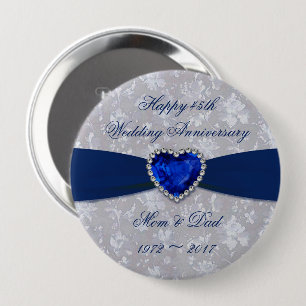 Bold Damask 45th Wedding Anniversary Magnet 4 Inch Round Button