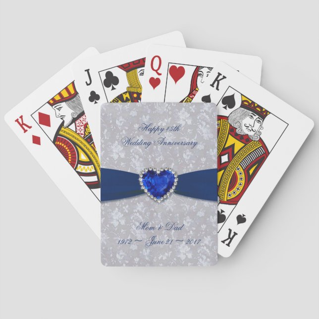 Bold Damask 45th Wedding Anniversary Playing Cards (Back)