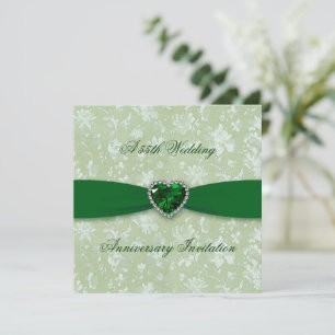 Bold Damask 55e Mariage Invitation Carré de l'anni
