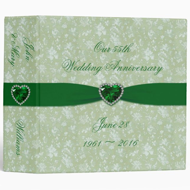Bold Damask 55th Mariage Anniversary 2" Classeur (Devant/Côté)