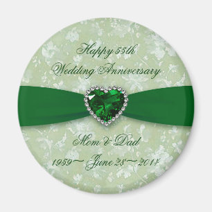 Bold Damask 55th Mariage Anniversary Magnet