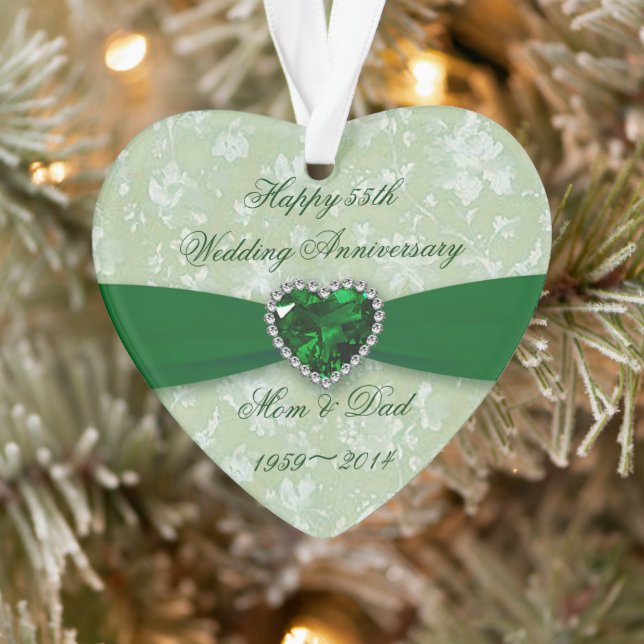 Bold Damask 55th Wedding Anniversary Ornament (Tree)