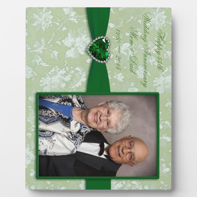 Bold Damask 55th Wedding Anniversary Photo Plaque (Front)