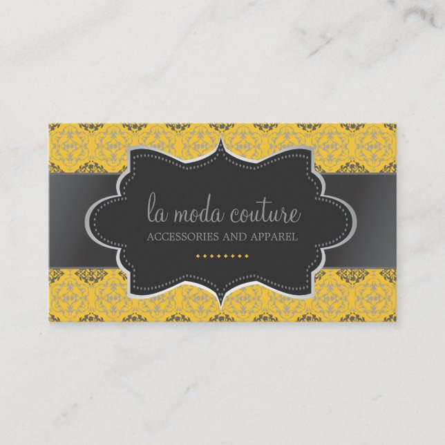 Bold Damask Designer Business Card (Front)