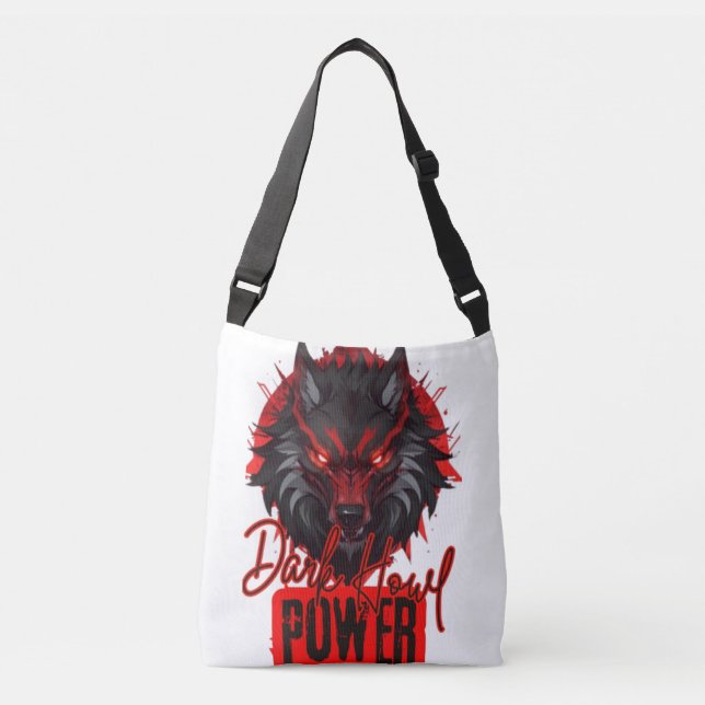 Bold Dark Magic Art| Red Wolf Illustration Crossbody Bag (Front)