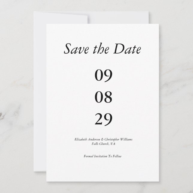 Bold Date Minimalist Wedding Save the Date QR code Invitation (Front)