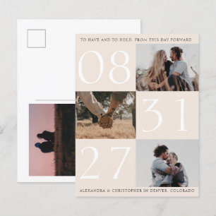 Bold Date Triple Photo Save The Date Card Postcard