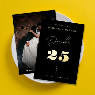 Bold Date Typography Script Dark Faded Photo Real