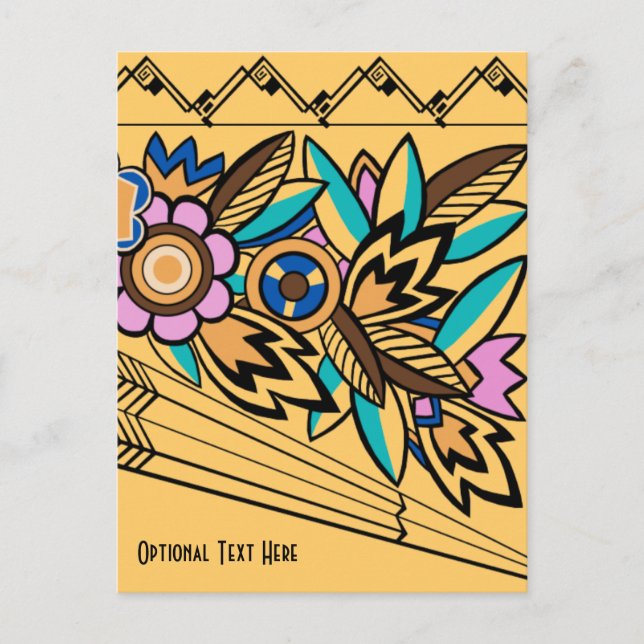 Bold Deco Florals in Apricot Postcard (Front)
