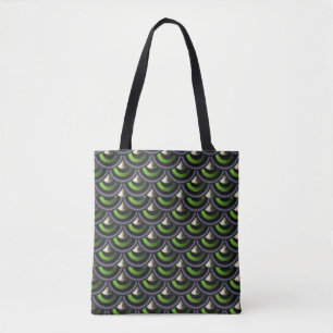 Bold Deco Mermaid Scales Fan Pattern Tote Bag