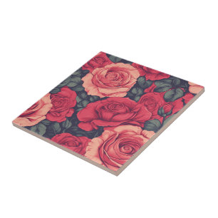 Bold Decorative Rose Tiles For Kitchen Walls
