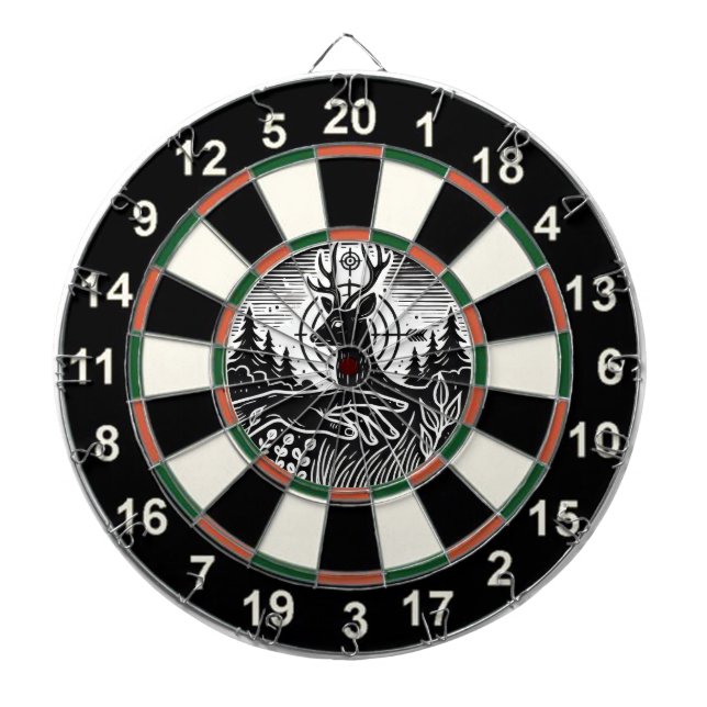 Bold Deer Target Forest Art Dartboard (Front)