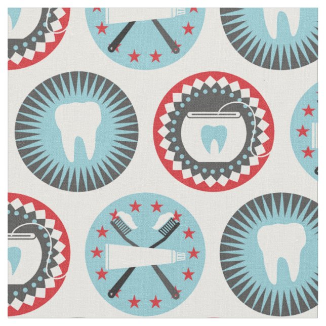 Bold Dentistry Pattern - Dentist Dental Hygienist Fabric (Close Up)