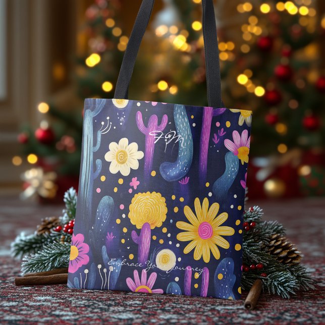 Bold Desert Flowers – Colorful Cactus Art Pattern Tote Bag (Creator Uploaded)