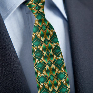Bold Diamond pattern in Gold and Emerald Tie