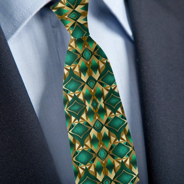 Bold Diamond pattern in Gold and Emerald Tie (Creator Uploaded)