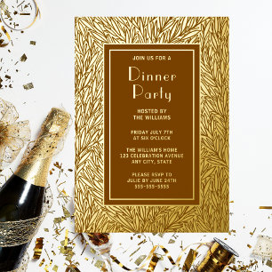 Bold Dinner Party Invite Botanical Elegant Golden