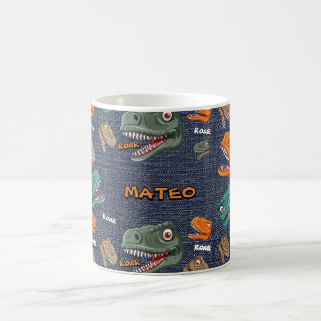 Bold dinosaur mug pattern for boys (Center)