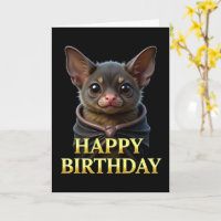 BOLD DISTINCT CLOSEUP CUTE BAT BIRTHDAY CARD