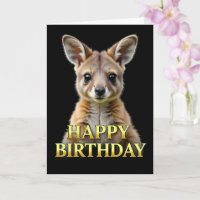 BOLD DISTINCT CLOSEUP KANGAROO JOEY BIRTHDAY CARD