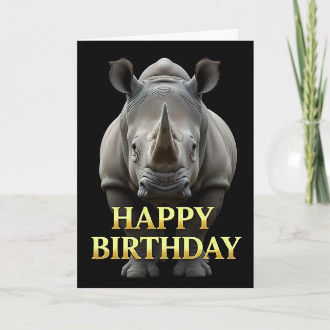 BOLD DISTINCT CLOSEUP RHINO BIRTHDAY CARD (Front)