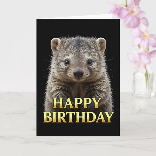 BOLD DISTINCT CLOSEUP WOMBAT BIRTHDAY CARD (Orchid)