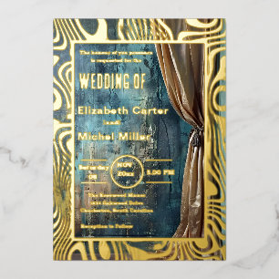 Bold Dramatic Modern  Contemporary Foil Invitation