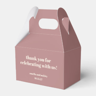 Bold Dusty Rose Retro Custom Wedding Thank You  Favor Box