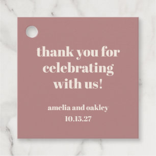 Bold Dusty Rose Retro Custom Wedding Thank You  Favour Tags