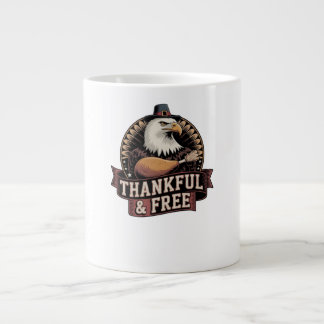 Bold Eagle Head Thankful & Free Vintage Graphic Large Coffee Mug