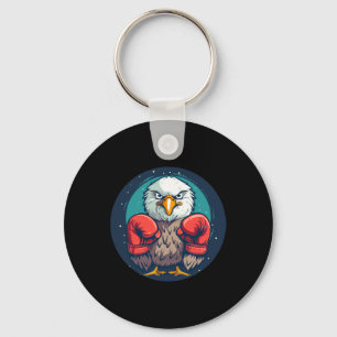 Bold Eagle With Boxing Gloves For A Powerful State Keychain