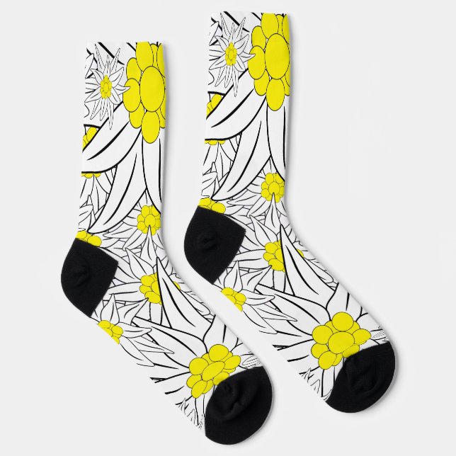 Bold Edelweiss Pattern Crew Socks (Right)