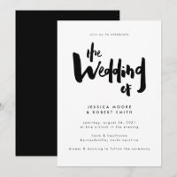 Bold Edgy Modern Black Brush Script Wedding