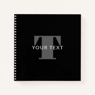 Bold Editable Text   Black White & Grey Notebook