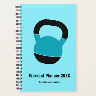 Bold Electric-Blue Black Kettlebell Motto Workout Planner