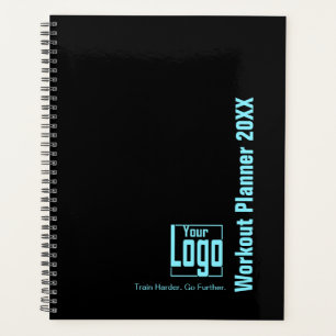Bold Electric-Blue Black Logo Motto Workout Planner