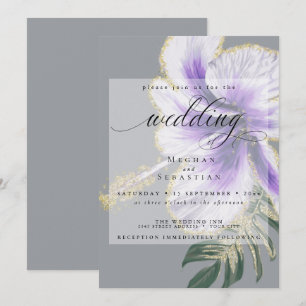 Bold Elegant Amethyst Purple Floral Wedding Invitation
