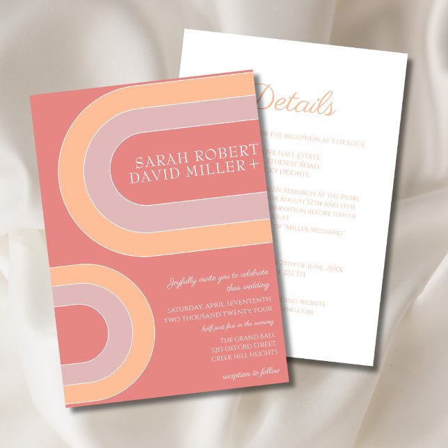 Bold Elegant Arch Peach Wedding  Invitation (Creator Uploaded)