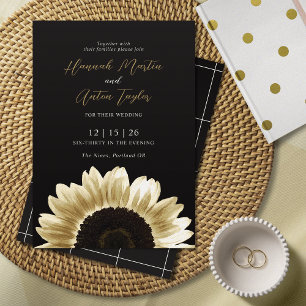 Bold & Elegant Black Gold Sunflower Invitation