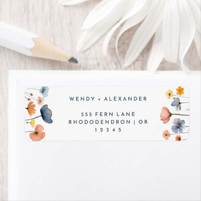 Bold Elegant Floral Mariage Adresse de retour (En situation)