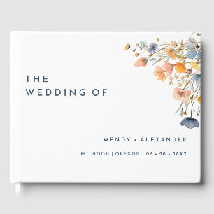 Bold Elegant Floral Monogram Wedding Guest Book