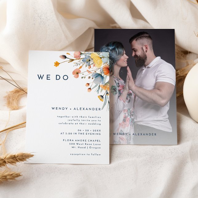 Bold Elegant Floral We Do Wedding Photo Invitation (Creator Uploaded)