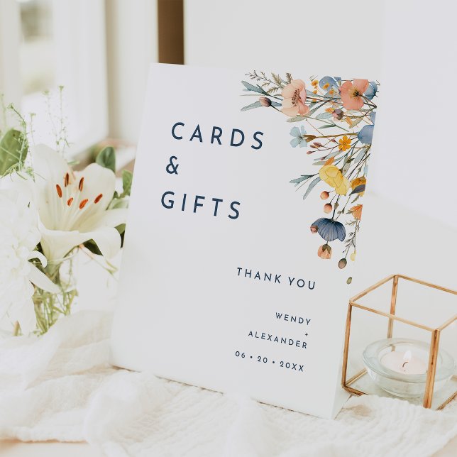 Bold Elegant Floral Wedding Cards and Gifts Pedestal Sign (Creator Uploaded)