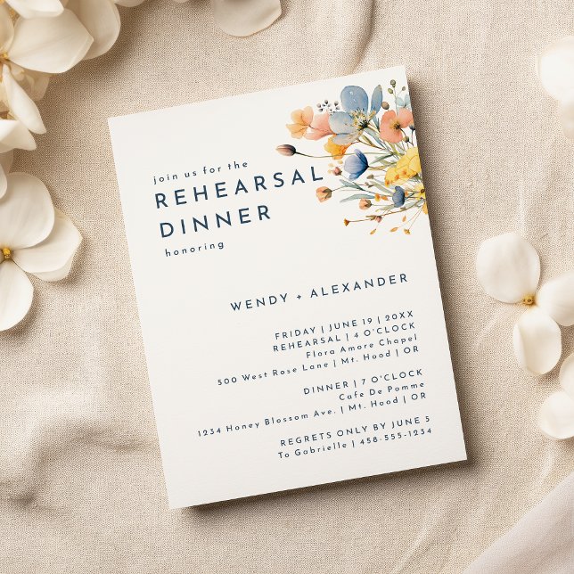 Bold Elegant Floral Wedding Rehearsal Dinner Invitation (Creator Uploaded)