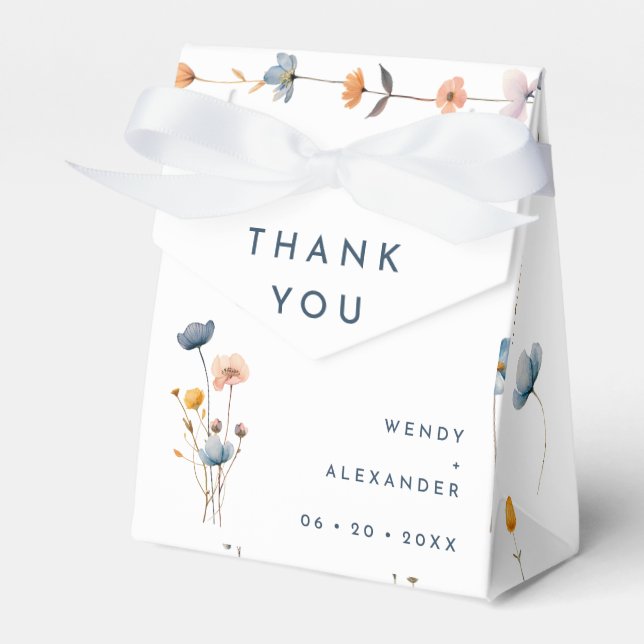 Bold Elegant Floral Wedding Thank You Favor Box (Front Side)
