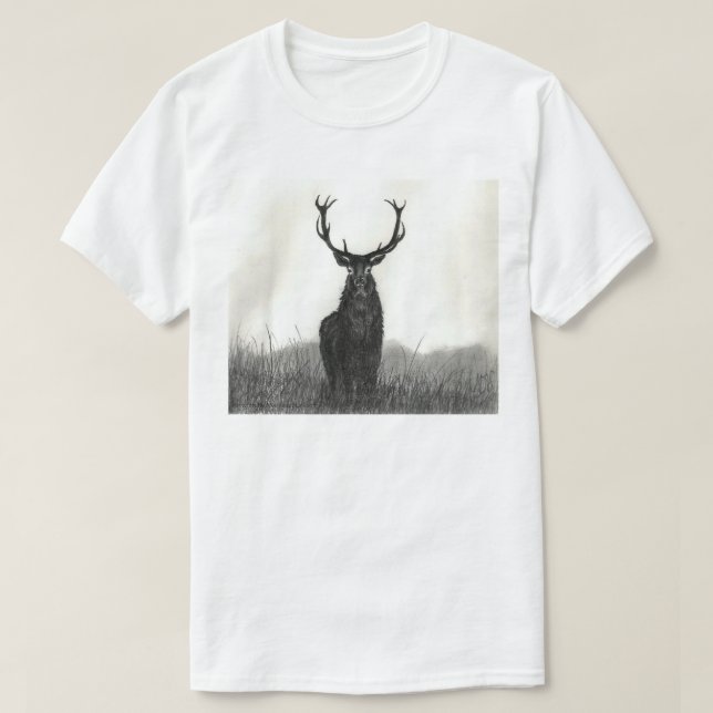 Bold Elk Stag Art White Mens T-Shirt (Design Front)