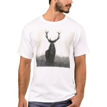 Bold Elk Stag Art White Mens T-Shirt