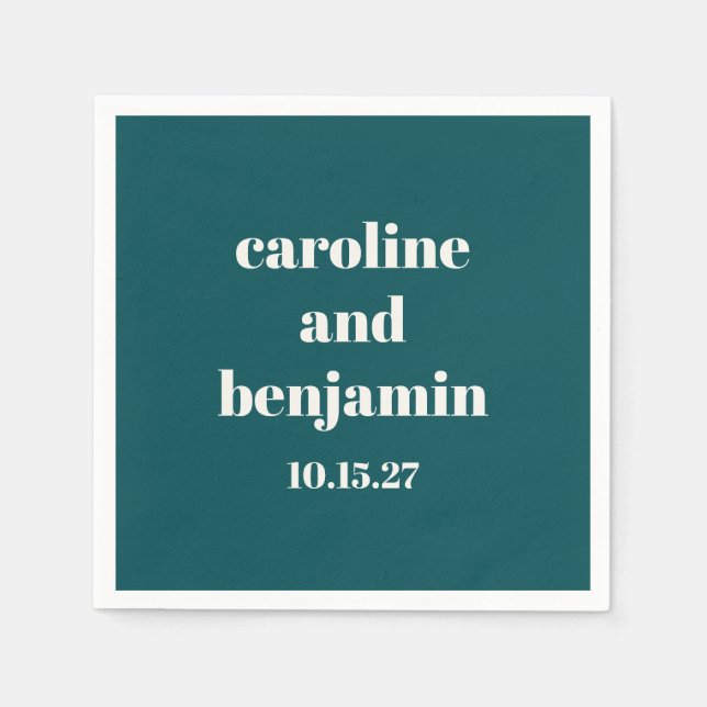 Bold Emerald Chic Modern Wedding Personalized Napkin (Front)